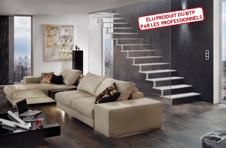 Escalier autoporté metallique à marches en aluminium Aréo - Treppenmeister 678k