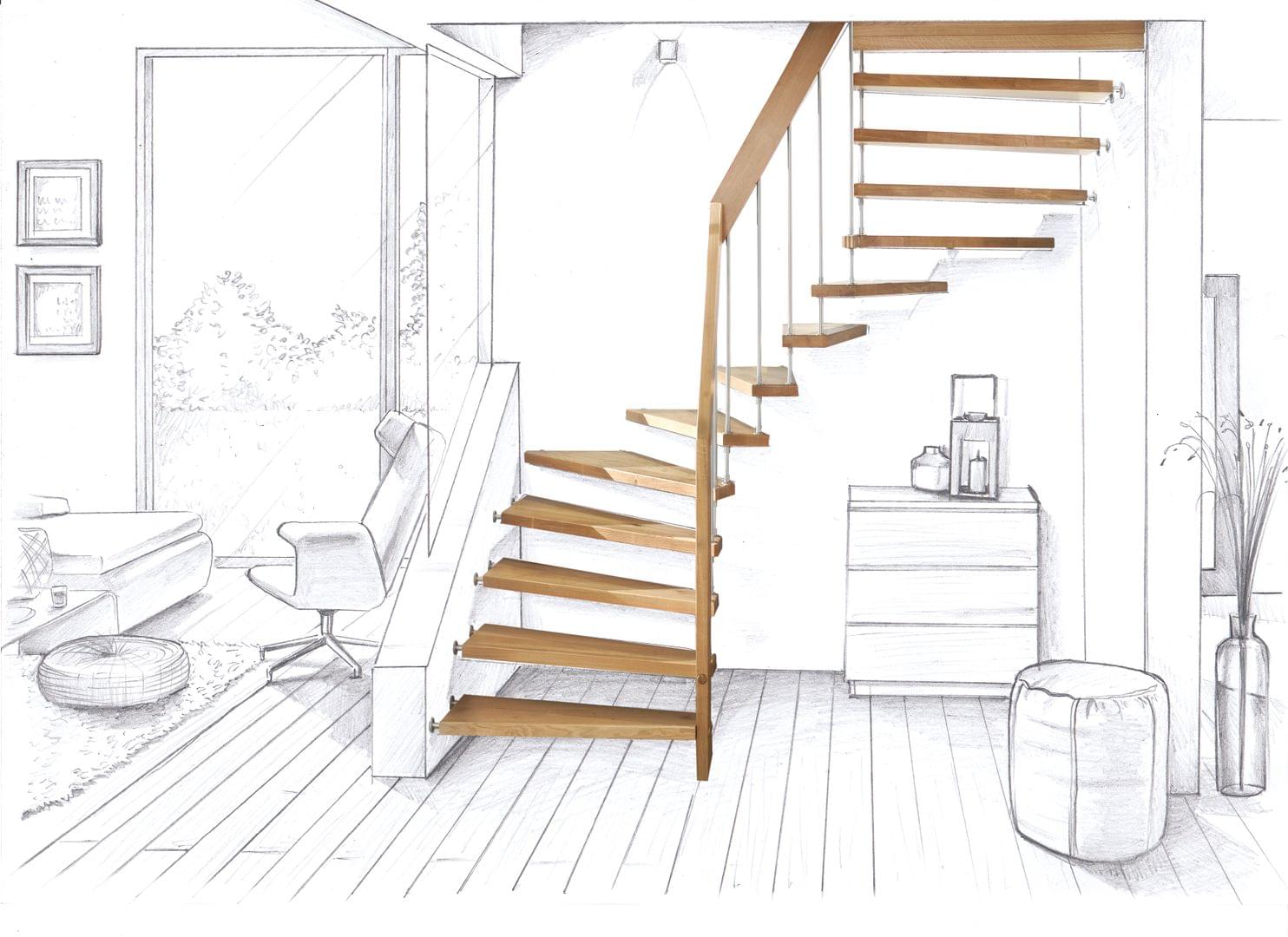 Escalier suspendu en bois de Treppenmeister