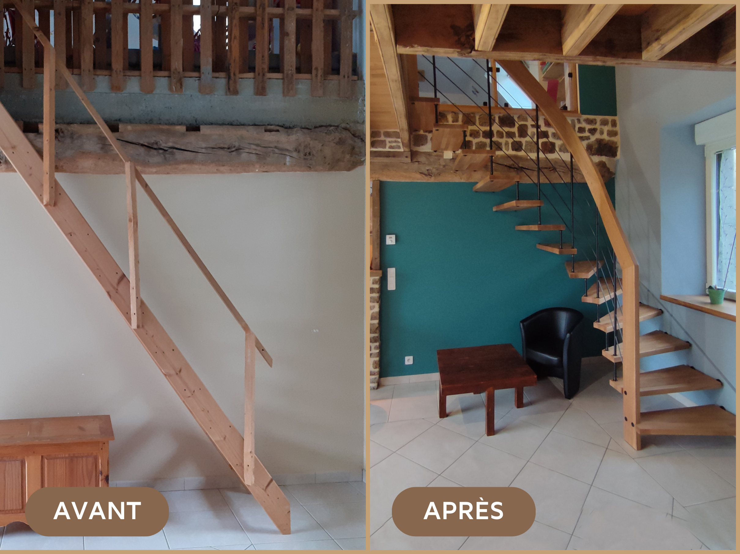 Changement d'un vieil escalier par un escalier suspendu de Treppenmeister