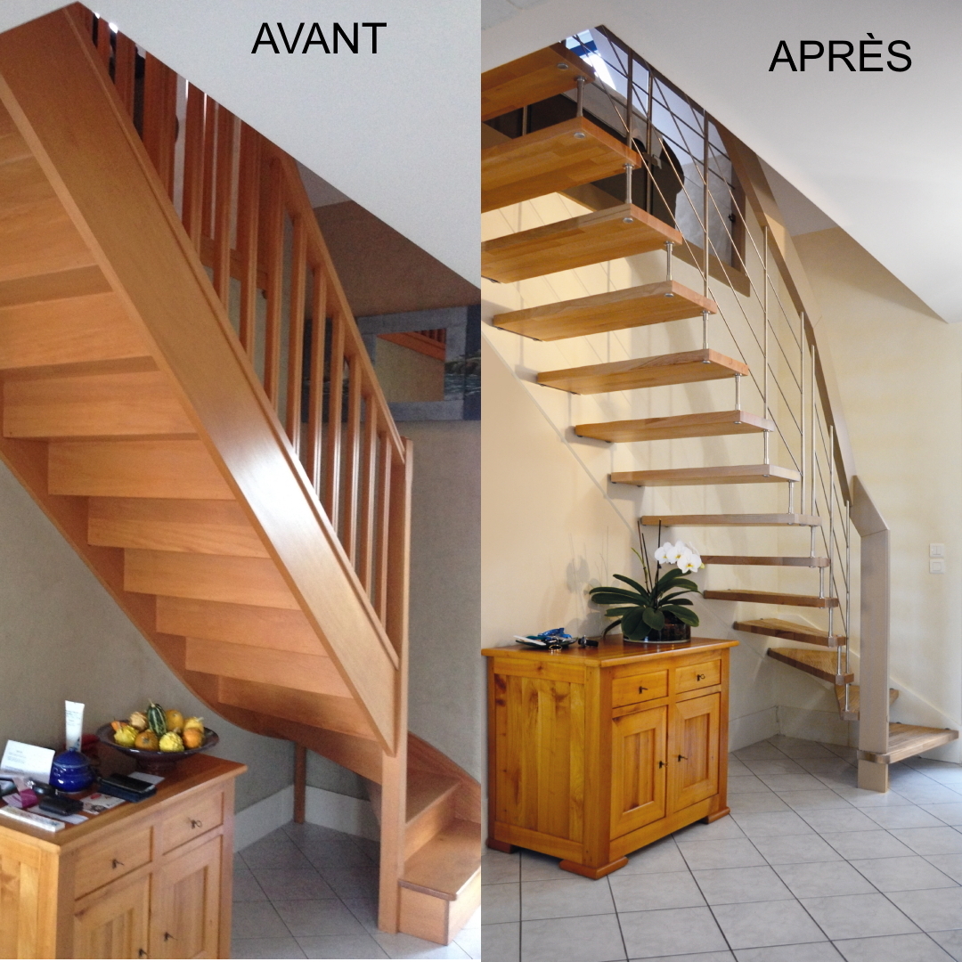 Escalier suspendu rénové par Treppenmeister