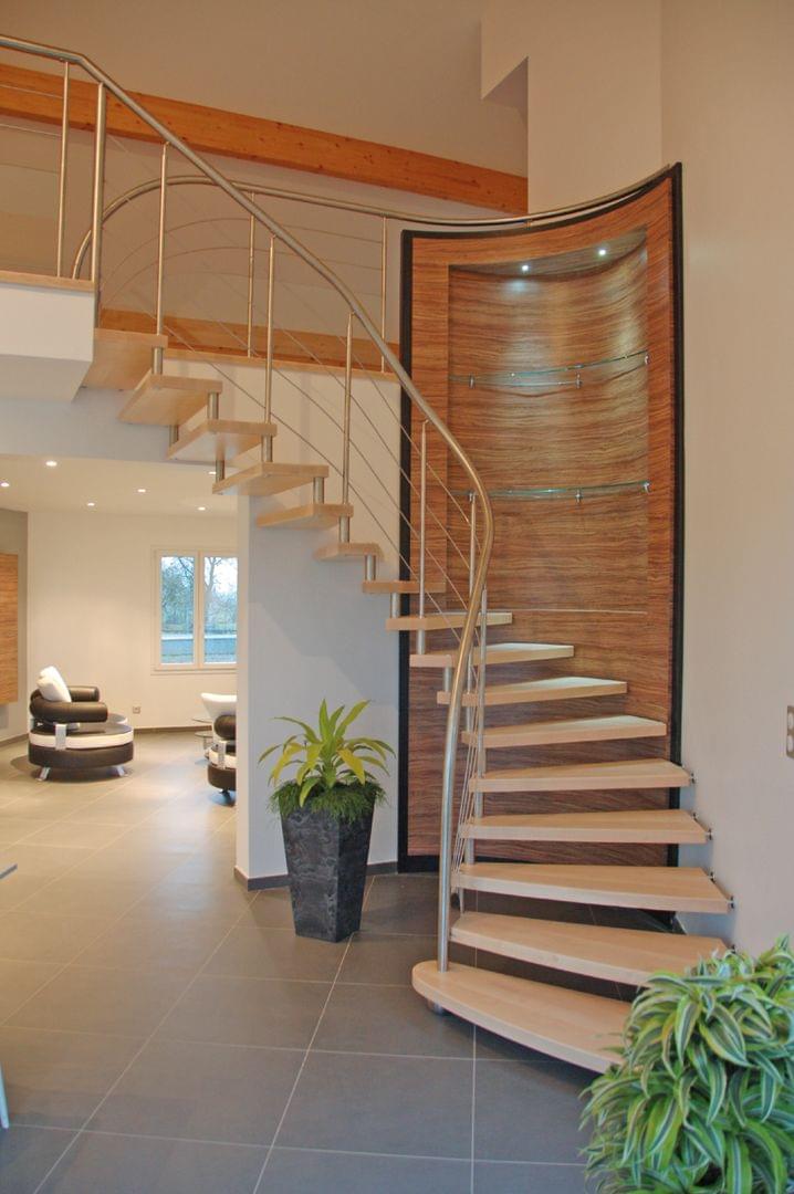 Escalier autoporteur un quart-tournant en bois Epura-Treppenmeister