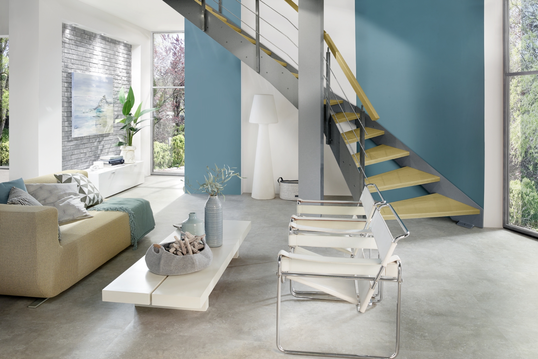 Escalier quart-tournant en bois-métal avec garde-corps inox | Treppenmeister